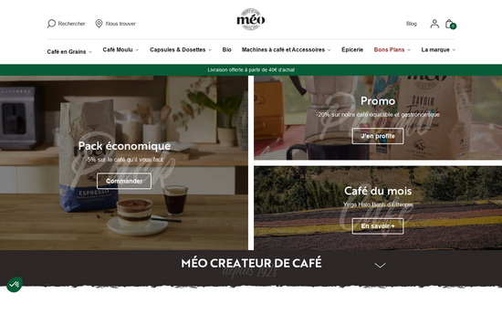 Cafés Méo | Cafés moulus, en grains, capsules et dosettes